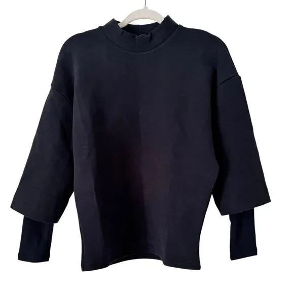 NWT OGL FuzzLuxe Mockneck Sleeve Warmer Top Black Women’s Size Medium - Picture 2 of 7